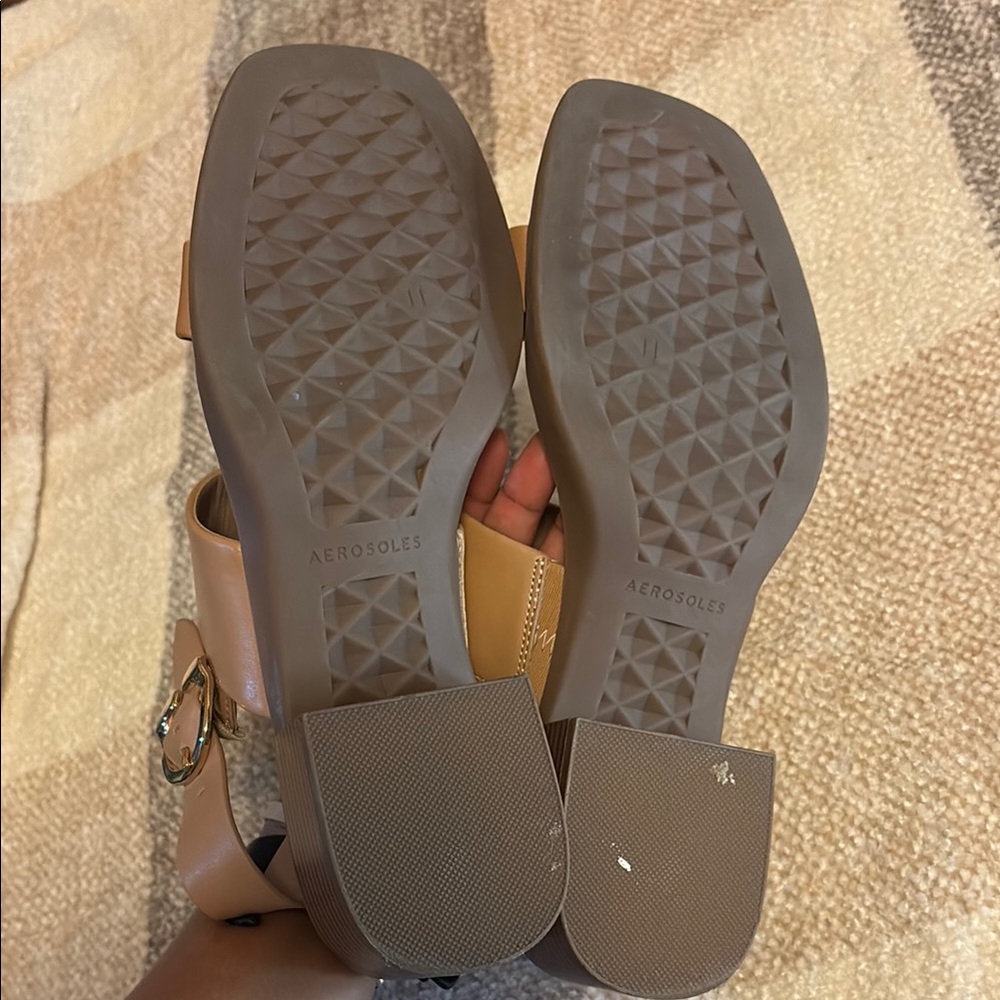 AEROSOLES Tan Leather Slingback Sandals - Picture 5 of 10